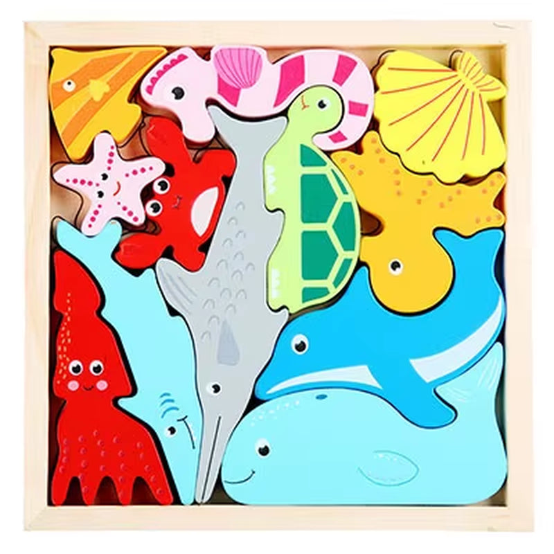 Montessori-Inspired 3D Wooden Jigsaw Puzzle and Tangram Math Toys for Early Childhood Development