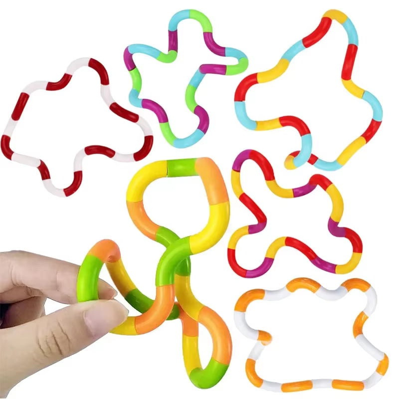Tangle Rope Twist Fidget Toy - Rainbow Circle Sensory Tool for Autism Therapy and Stress Relief for Children