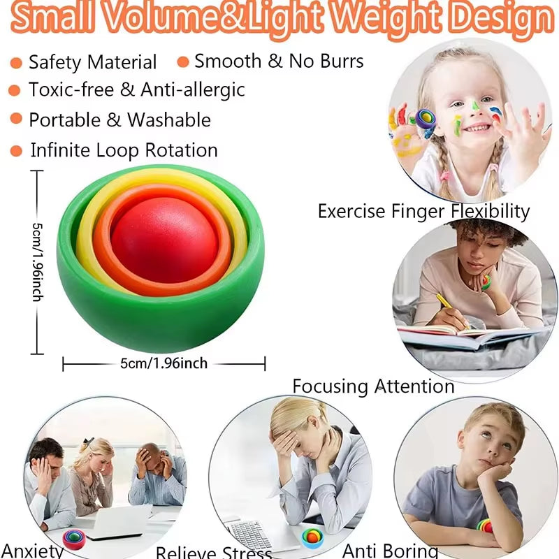 Infinite Flip 3D Gyroscopic Fidget Toy for Stress Relief in Kids, Teens, and Adults with ADHD and Autism