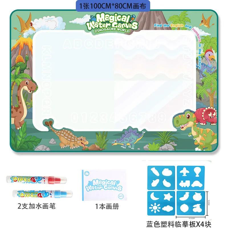 Oversized Water Drawing Canvas Mat with Magic Pens - Educational Montessori Toy for Children