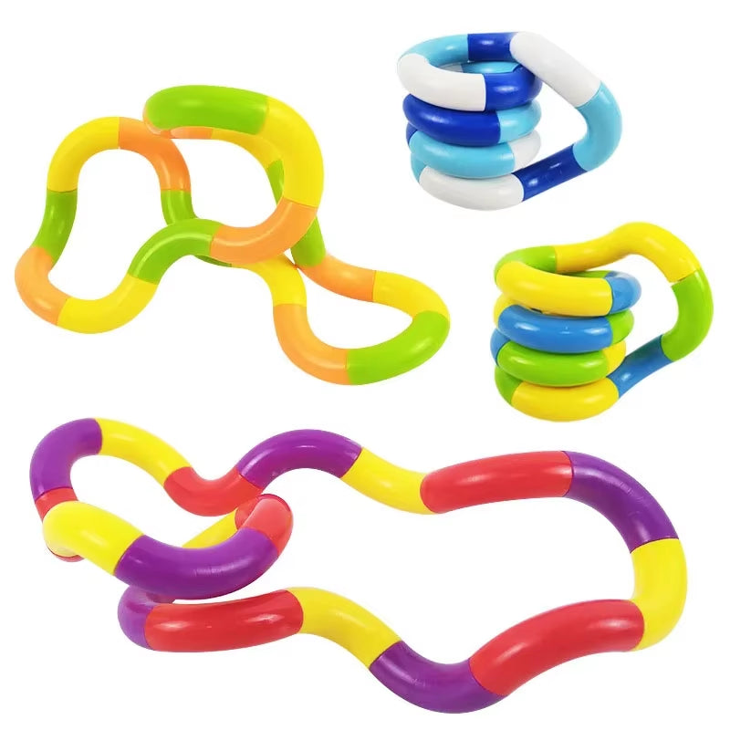 Tangle Rope Twist Fidget Toy - Rainbow Circle Sensory Tool for Autism Therapy and Stress Relief for Children