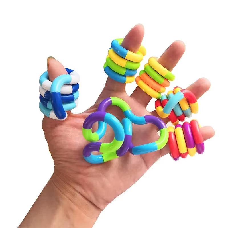 Tangle Rope Twist Fidget Toy - Rainbow Circle Sensory Tool for Autism Therapy and Stress Relief for Children