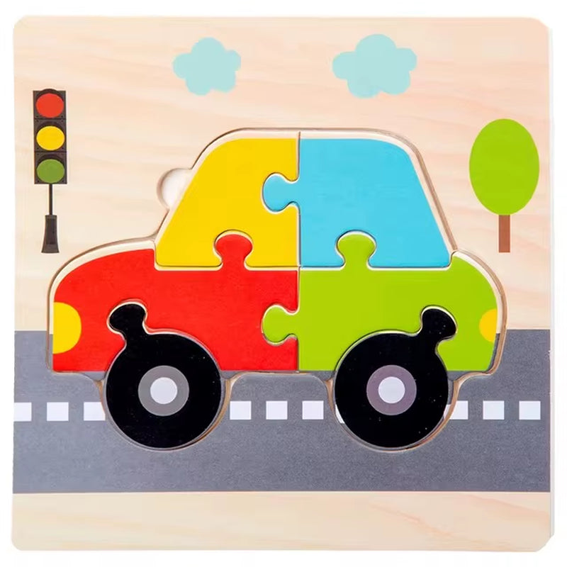 Montessori Educational Wooden 3D Animal Puzzle - Colorful Cognitive Development Game for Babies and Toddlers