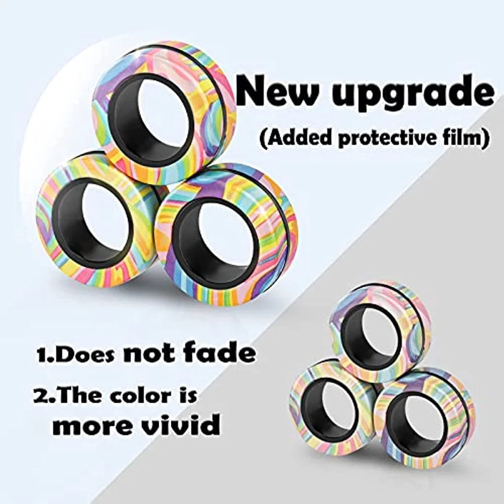 Magnetic Fidget Rings Set for Adults and Teens - 3-Piece Spinner Magnet Collection, Perfect Gift for All Ages