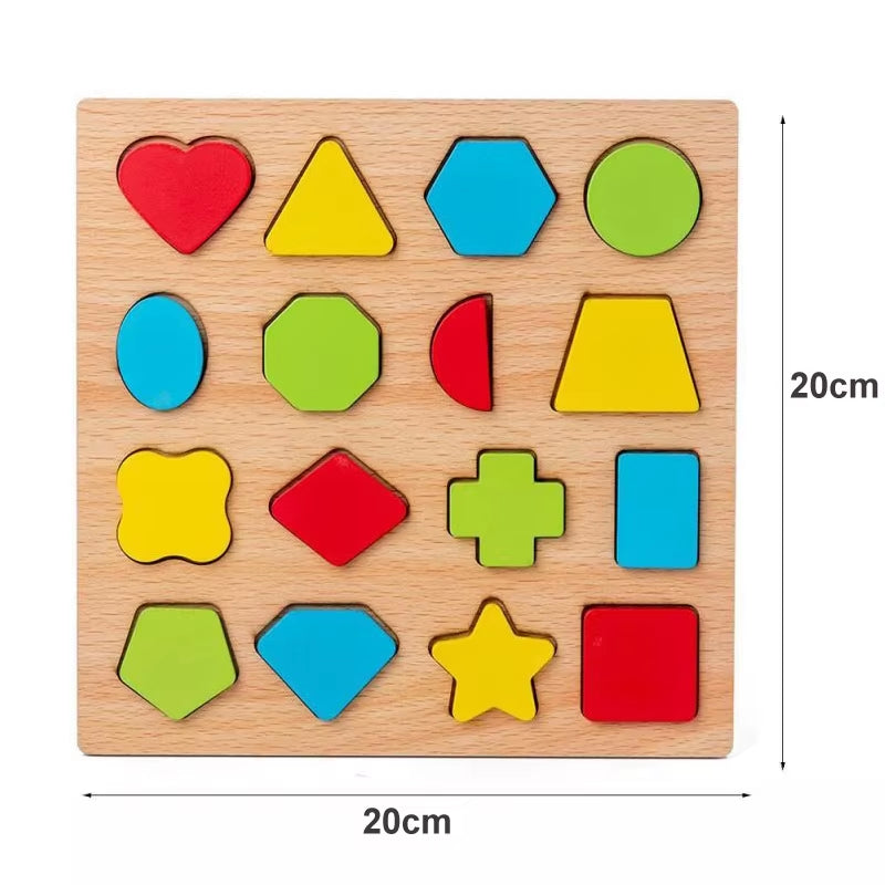 Wooden Alphabet and Number Shape Matching Puzzle Board for Early Childhood Education - 3D Educational Toy for Preschoolers