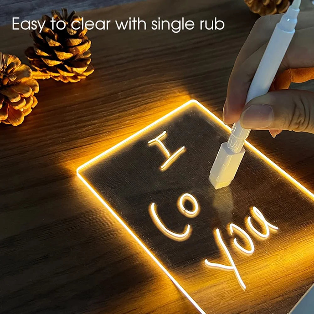 LED Night Light Message Board with Pen - USB and Battery Powered Desktop Lamp for Bedroom Decor and Children's Gifts