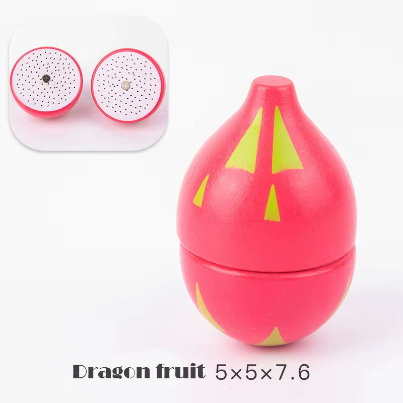 Magnetic Wooden Cutting Fruits and Vegetables Simulation Kitchen Playset - Montessori Educational Toy for Children
