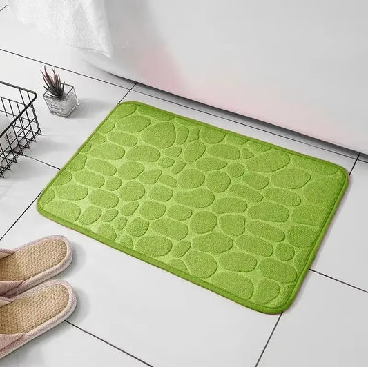 Memory Foam Embossed Velvet Non-Slip Cobblestone Floor Mat for Bathroom and Living Room Home Decor