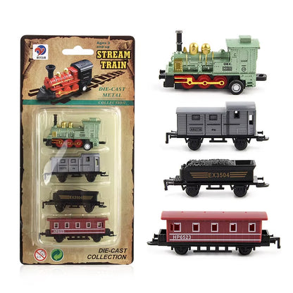 1:60 Scale Diecast Alloy Retro Steam Train Pull-Back Model Toy Set for Boys - Ideal Birthday Gift