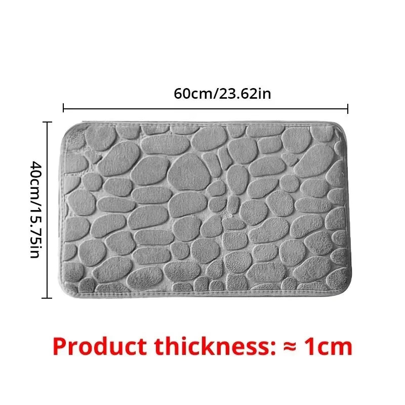 Memory Foam Embossed Velvet Non-Slip Cobblestone Floor Mat for Bathroom and Living Room Home Decor