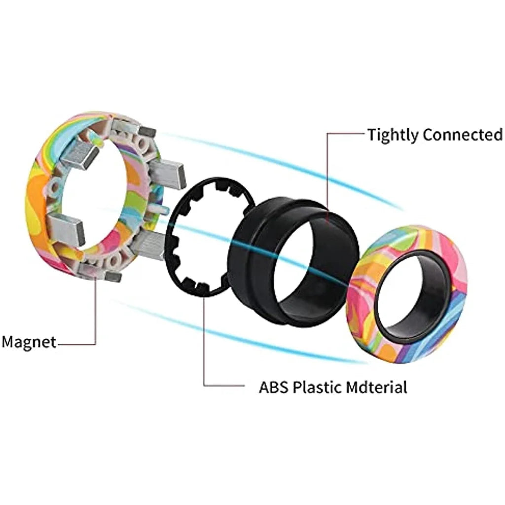 Magnetic Fidget Rings Set for Adults and Teens - 3-Piece Spinner Magnet Collection, Perfect Gift for All Ages