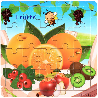 Montessori 3D Wooden Puzzle: Cartoon Animals and Vehicles 