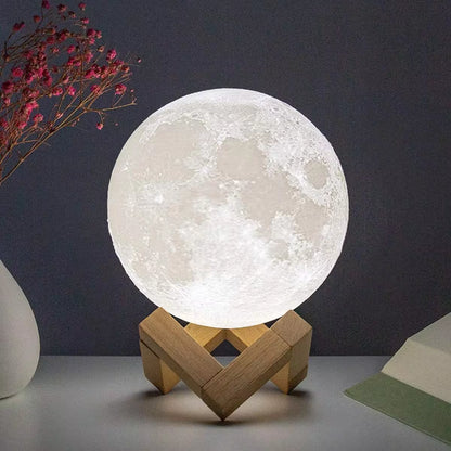 8cm LED Moon Lamp with Stand - Battery-Powered Starry Night Light for Bedroom Decor and Children's Gifts