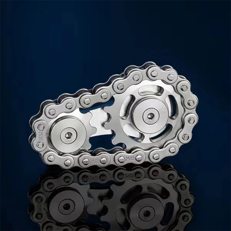 Metal Hand Spinner Chain Gear - EDC Fidget Spinner for Adults, Focus and Stress Relief Tool for Office Use and ADHD Management