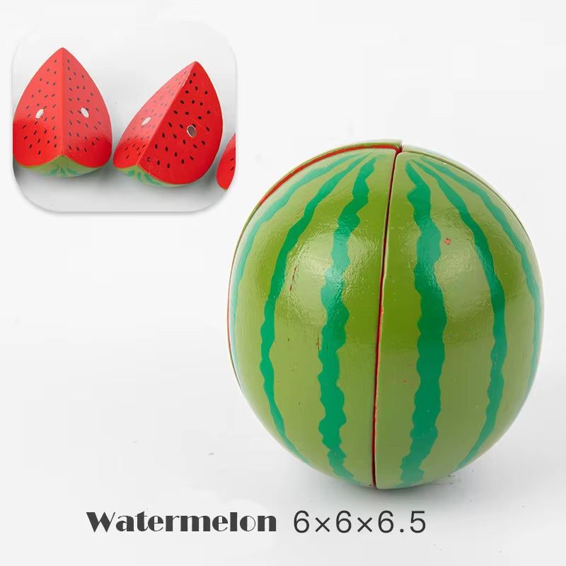 Magnetic Wooden Cutting Fruits and Vegetables Simulation Kitchen Playset - Montessori Educational Toy for Children