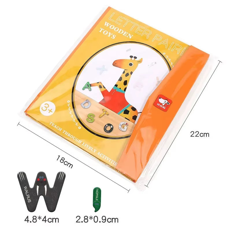Children's Wooden Foldable Magnetic Puzzle Board for English Language Learning and Cognitive Development