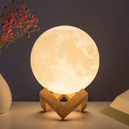 8cm LED Moon Lamp with Stand - Battery-Powered Starry Night Light for Bedroom Decor and Children's Gifts