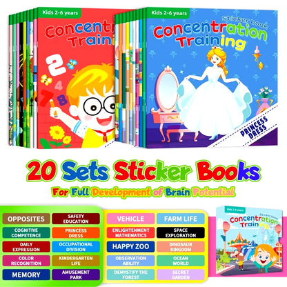 Montessori Educational Sticker Books for Children Aged 3-6: Enhancing Developmental Potential through Engaging Activities