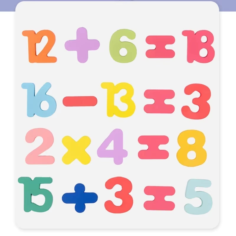 Wooden Alphabet and Number Shape Matching Puzzle Board for Early Childhood Education - 3D Educational Toy for Preschoolers